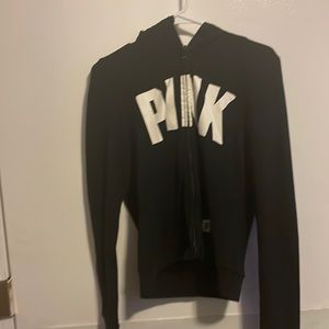 Pink hoodie size large black and white